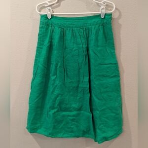 100% Linen/Cotton J. Crew kelly green size 8 women's linen cotton skirt